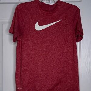 Dri-Fit Nike Red Heather Performance Tee with White Swoosh